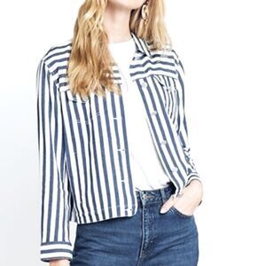 Vince Camuto Boardwalk Blue & White Stripe Crop Jacket Size Small